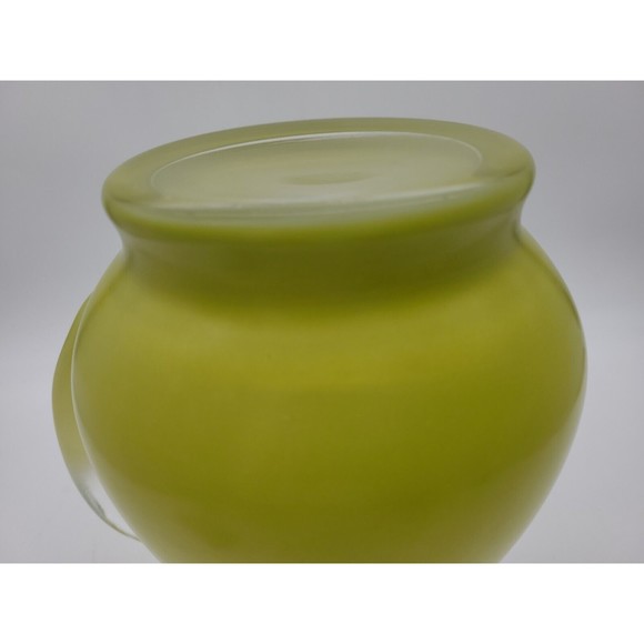 Pitcher Blendo Vintage Retro Frosted Yellow Green Glass Gold Trim MCM - Picture 4 of 10